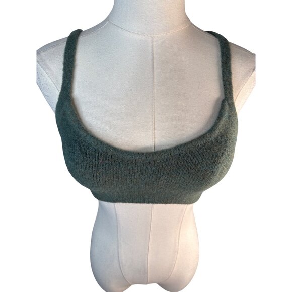 2/$30 ZARA Green Knit Small Tweed Crop Top Cozy Stretchy Tank - Picture 7 of 9